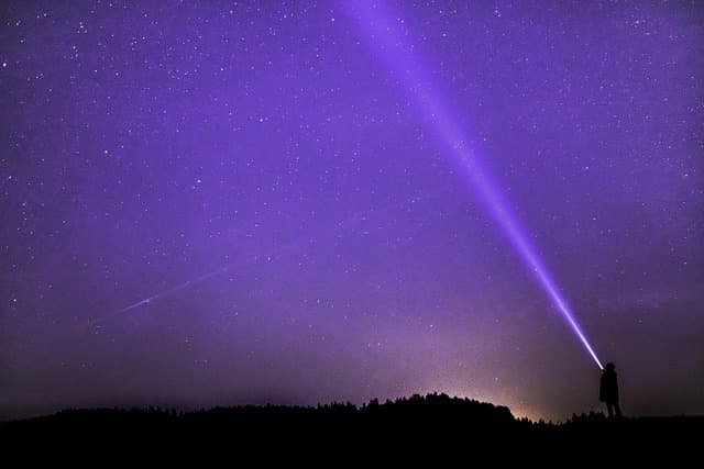 night photograph, flashlight, ray, starry sky, night sky, star, night, sky, human, person, nature, long exposure, evening sky, cosmos, dark, astro, lights, mystical, abendstimmung, mood, darkness, astronomy, starry, universe, light, galaxy, violet, purple, light signal, space wallpaper
