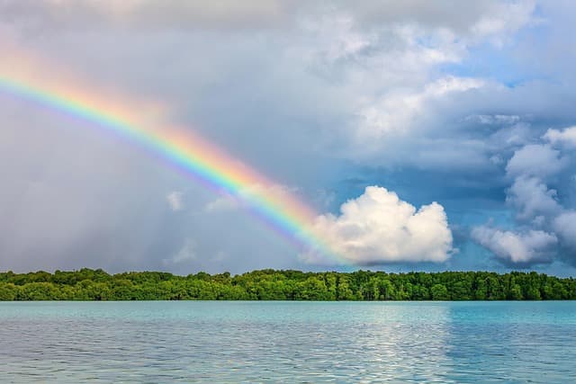 landscape, rainbow, beautiful nature, tropical, atoll, lagoon, nature, widi archipelago, nature background, indonesia, hd wallpapers, hd wallpaper, nature wallpaper