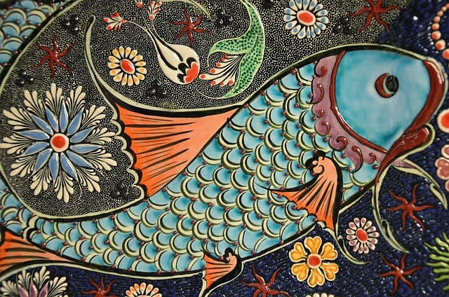 mosaic, fish, tile, art, beautiful flowers, ceramic, colorful, decorative, design, flower wallpaper, orient, flower background, artwork, pattern, artistic, nature, colored, pencil, colours, flowers
